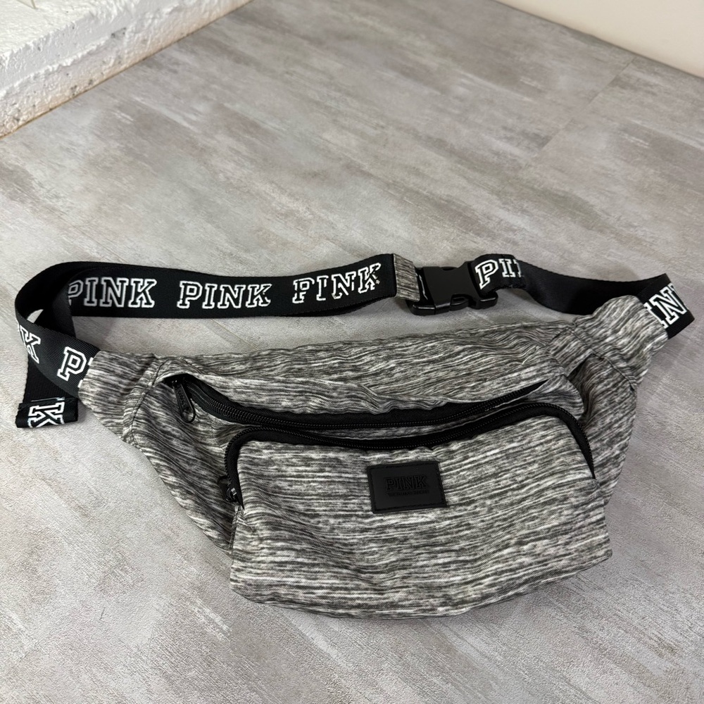 PINK Victoria's Secret Oversized Belt Bag/Fanny Pack Color Marl Gray Zip Closure
